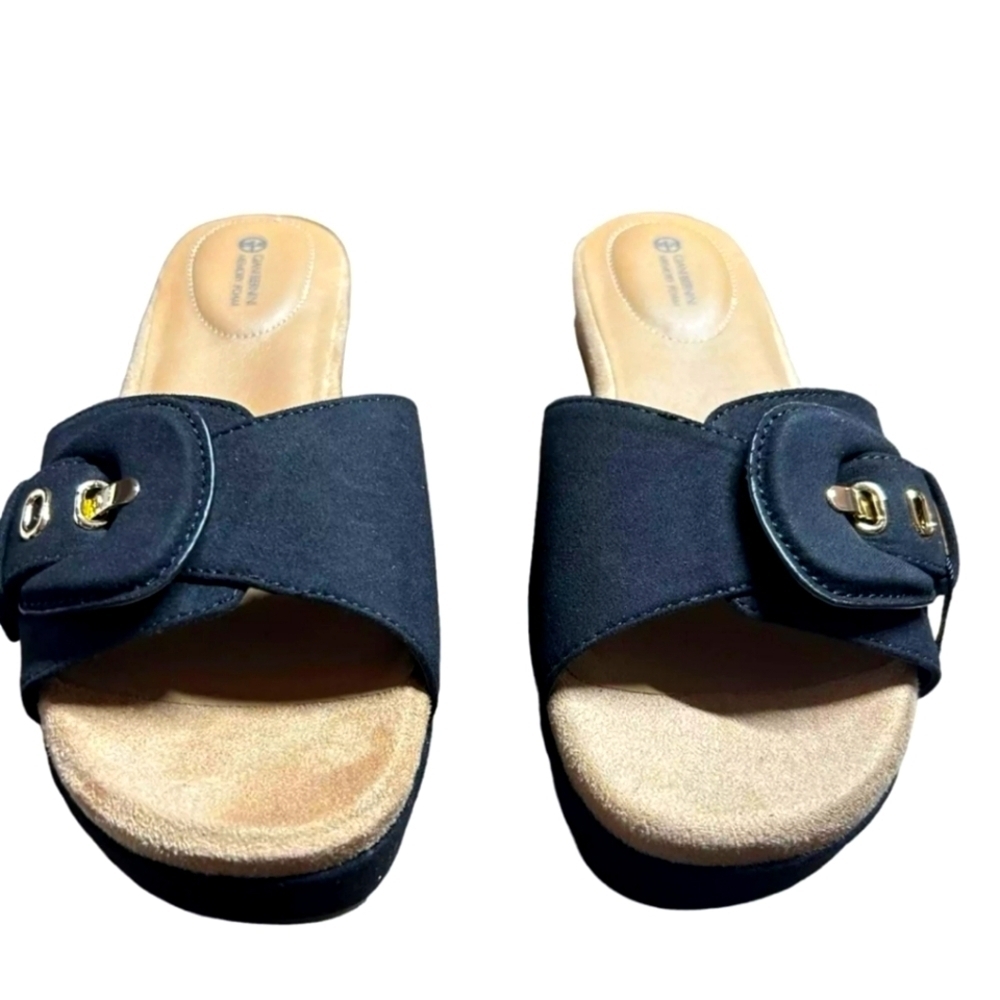 Giani Bernini Ashllyn Memory Foam Wedge Sandals Slip On Buckle Strap Size 8 M - Picture 5 of 6